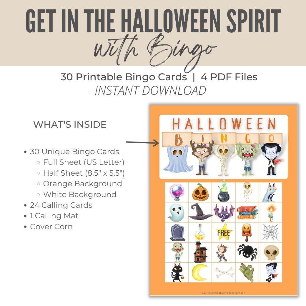 Printable Halloween Bingo for Kids by Birchmark Designs