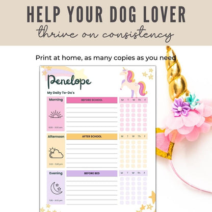 Unicorn Editable Daily Routine Checklist by Birchmark Designs