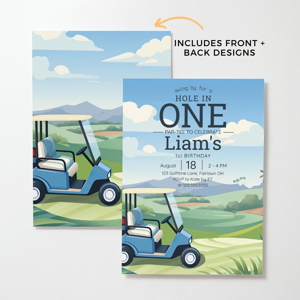 Hole in One Birthday Invite by Birchmark Designs