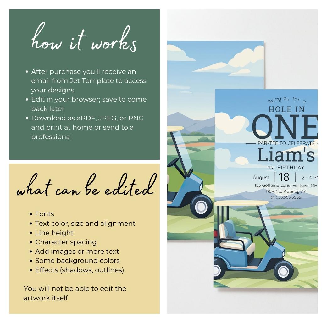 Hole in One Birthday Invite by Birchmark Designs