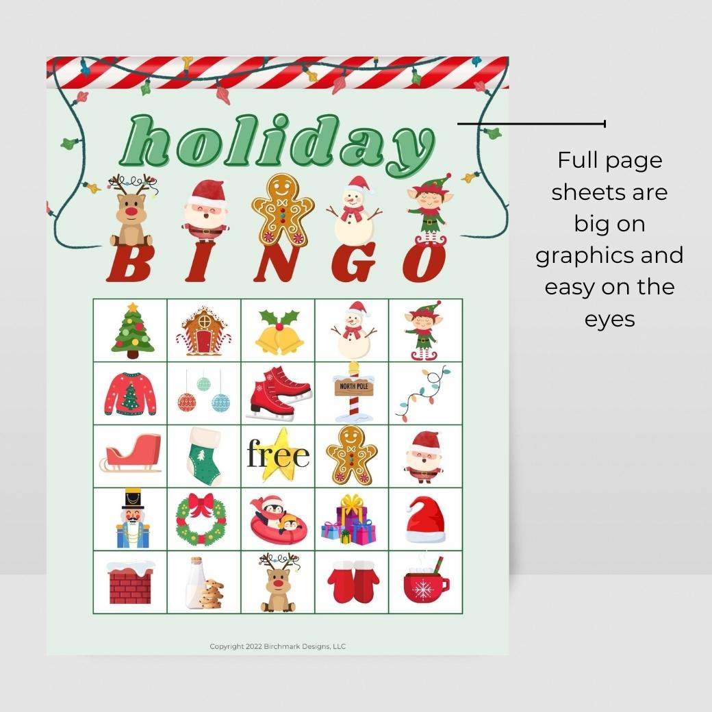 Printable Christmas Bingo for Kids by Birchmark Designs