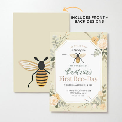 Honey Bee Garden Party Birthday Invite by Birchmark Designs