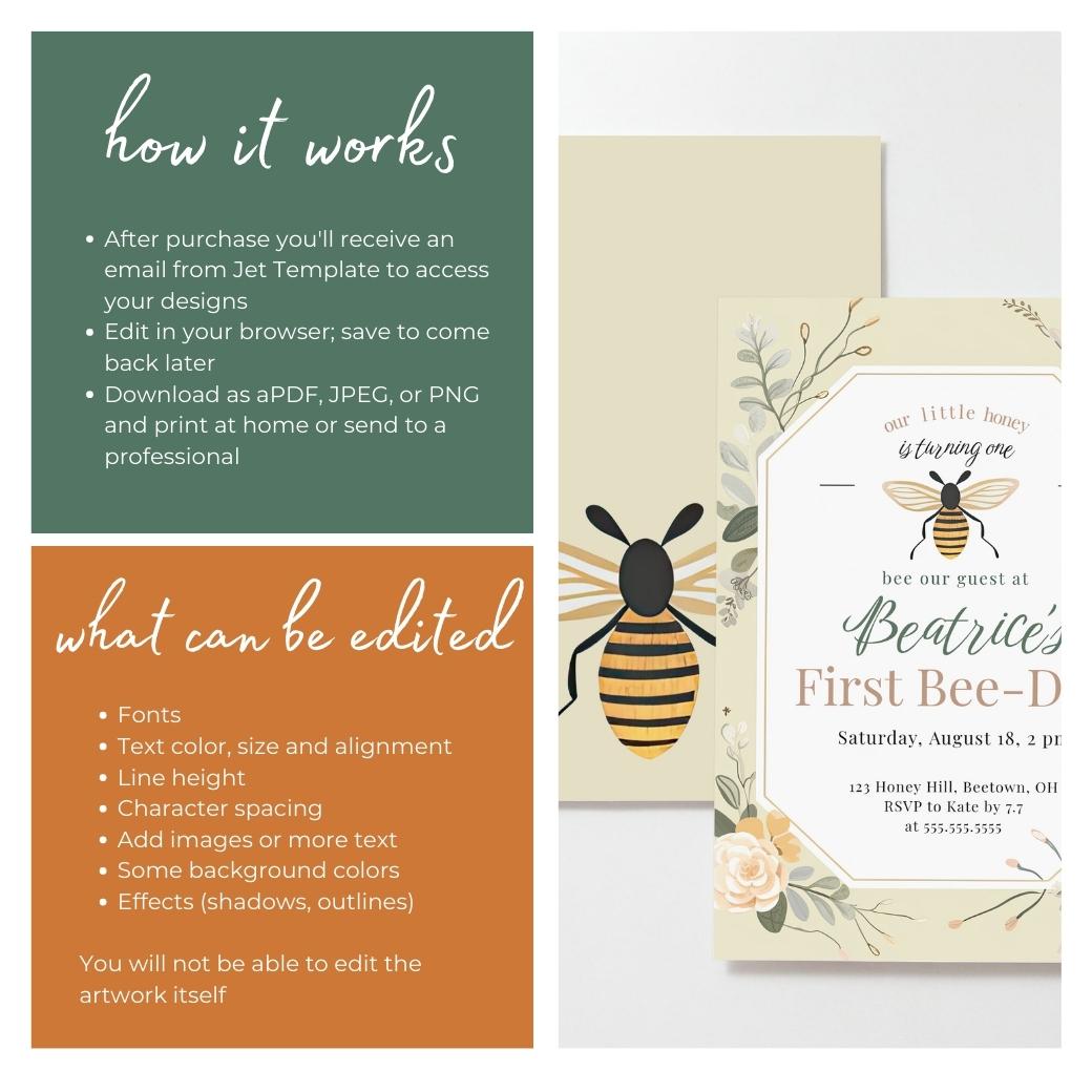 Honey Bee Garden Party Birthday Invite by Birchmark Designs