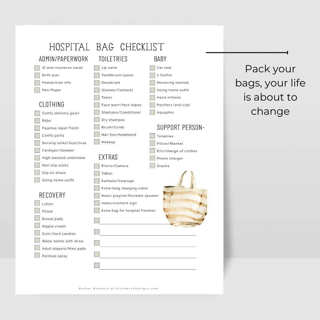 Hospital Bag Checklist – Clever Clogs