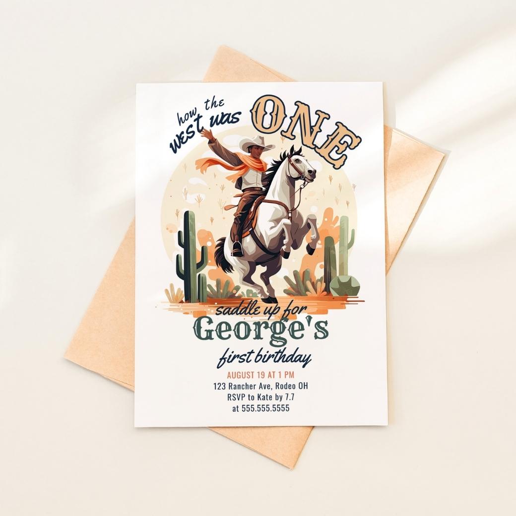 How the West was One Birthday Invite by Birchmark Designs