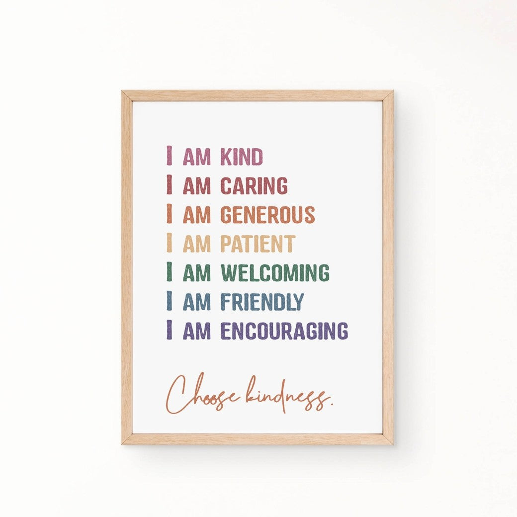 Printable I am Kind Affirmation Wall Art by Birchmark Designs