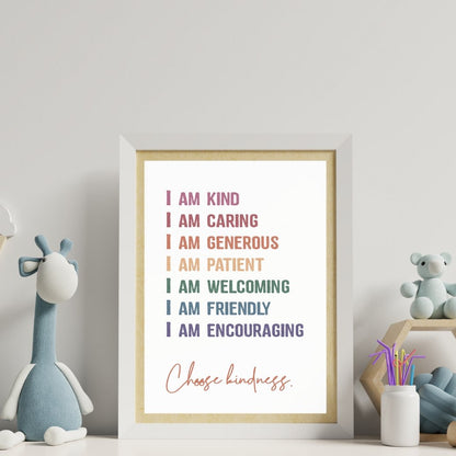 Printable I am Kind Affirmation Wall Art by Birchmark Designs