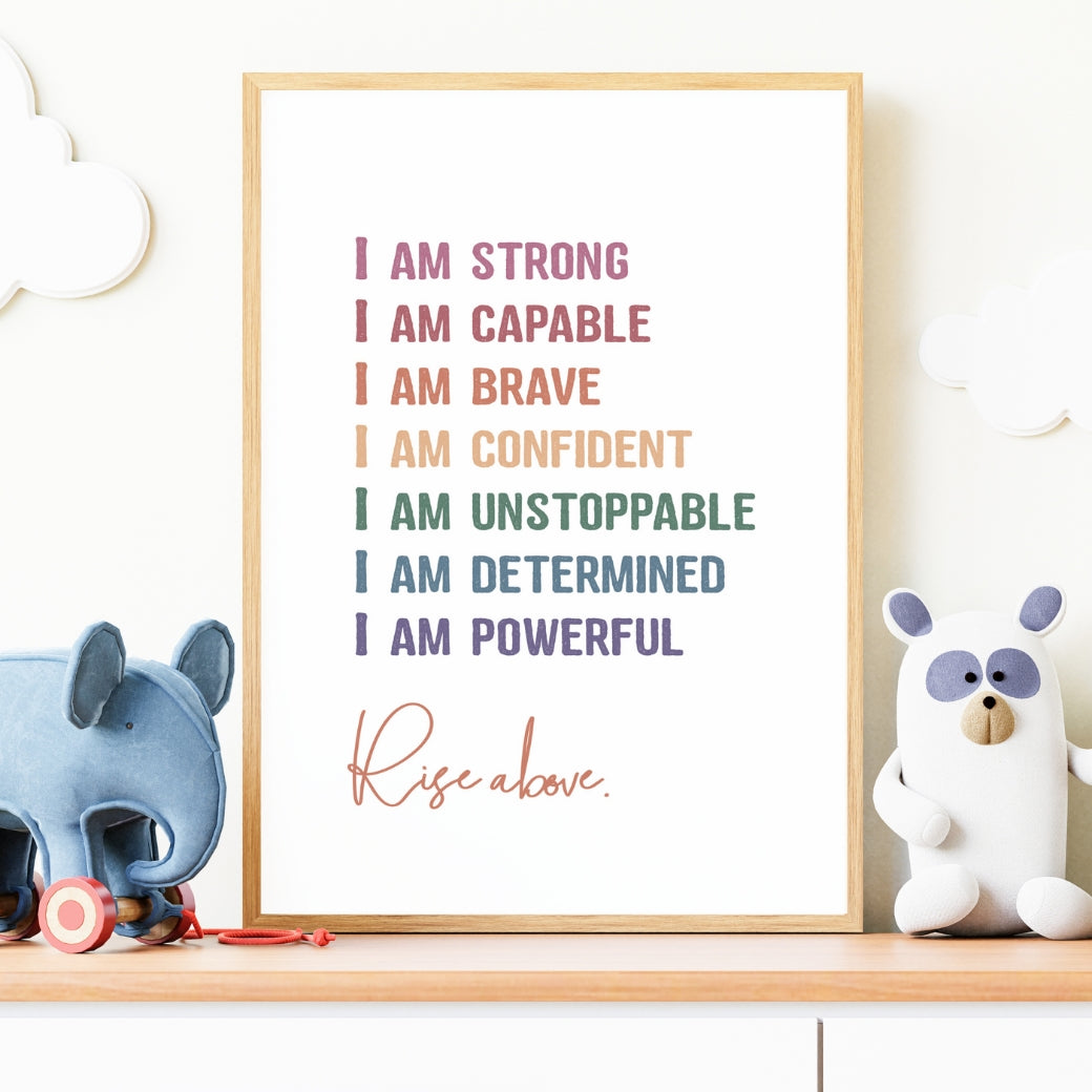 Printable I am Strong Affirmation Wall Art by Birchmark Designs