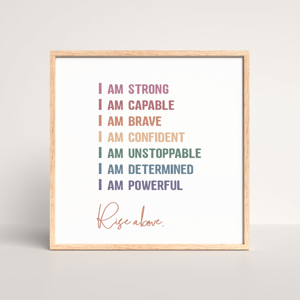 Printable I am Strong Affirmation Wall Art by Birchmark Designs