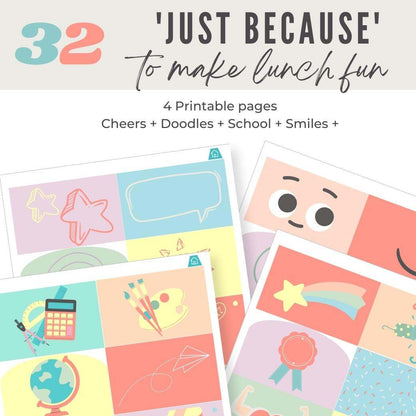 Printable Lunchbox Notes for Pre-Readers by Birchmark Designs