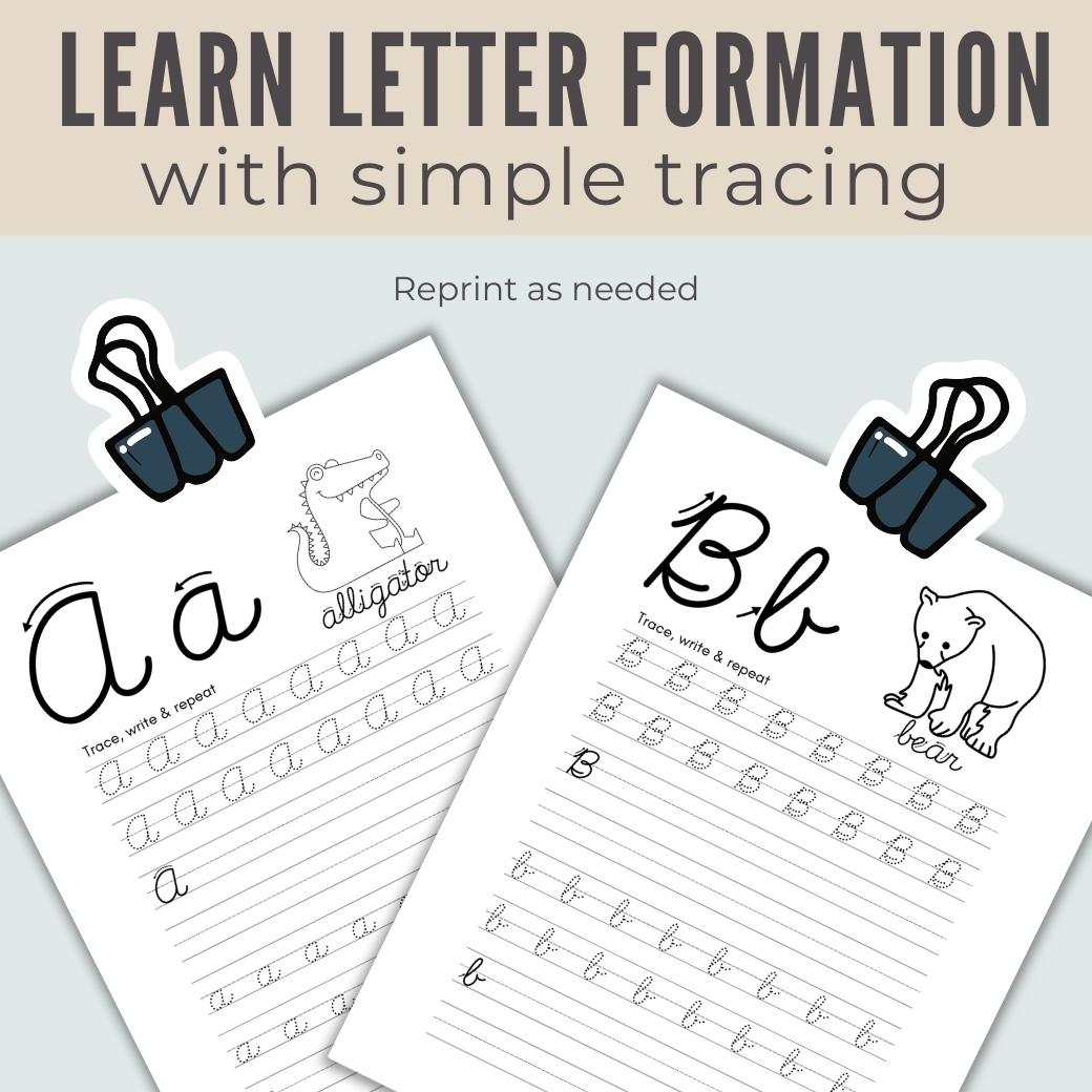 Cursive Handwriting Practice Worksheets for Kids by Birchmark Designs