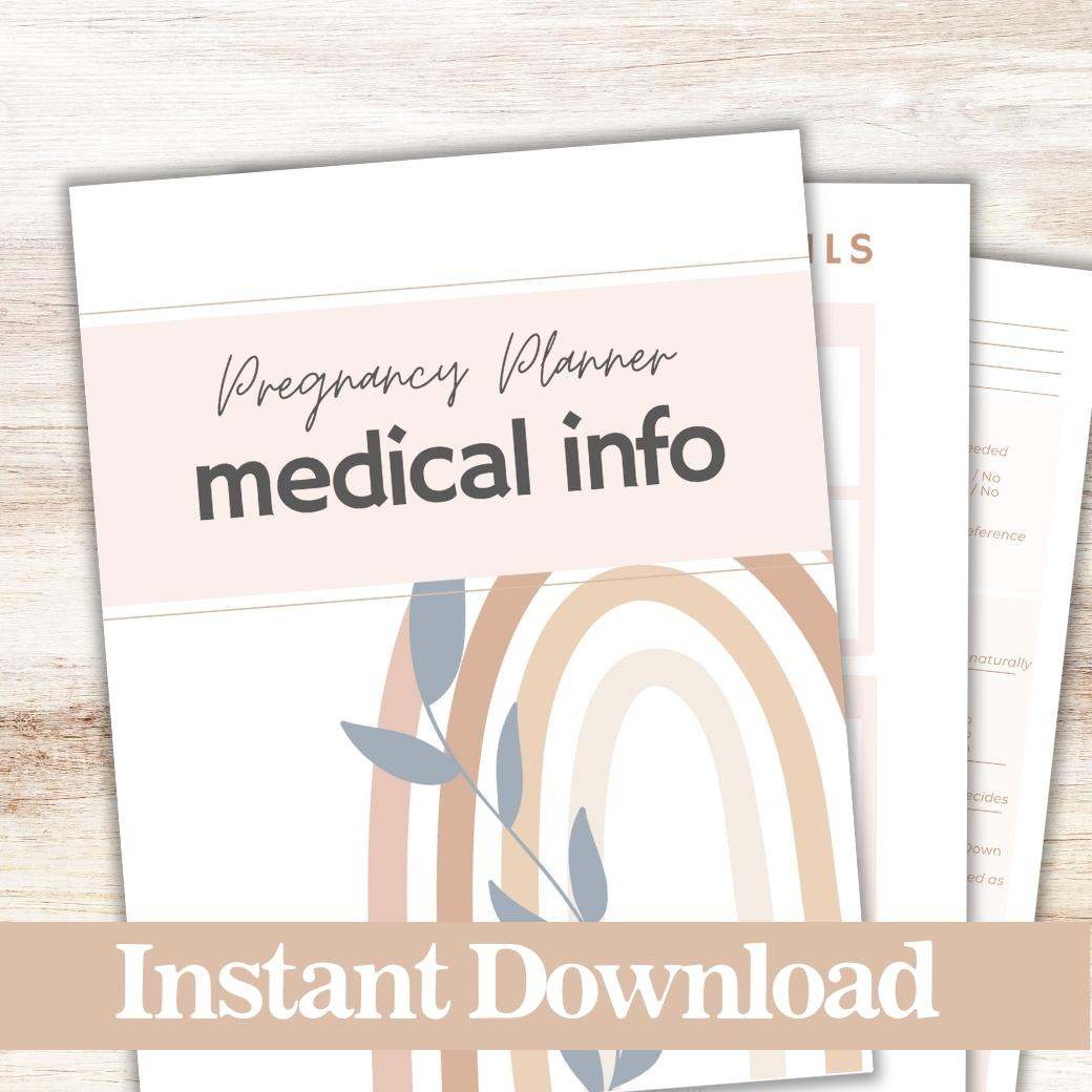 Medical Information Planner for Pregnant Moms by Birchmark Designs