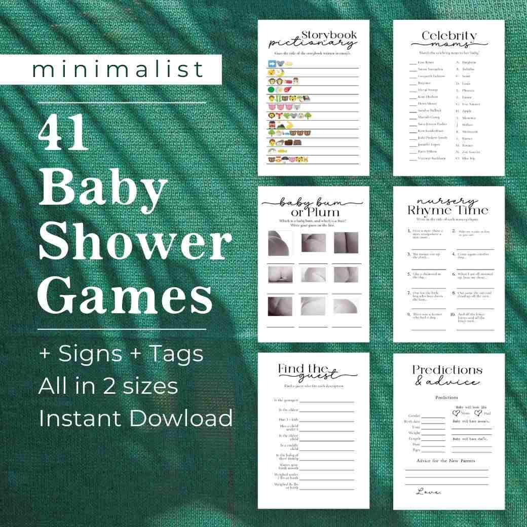 Minimalist Baby Shower Games Bundle by Birchmark Designs