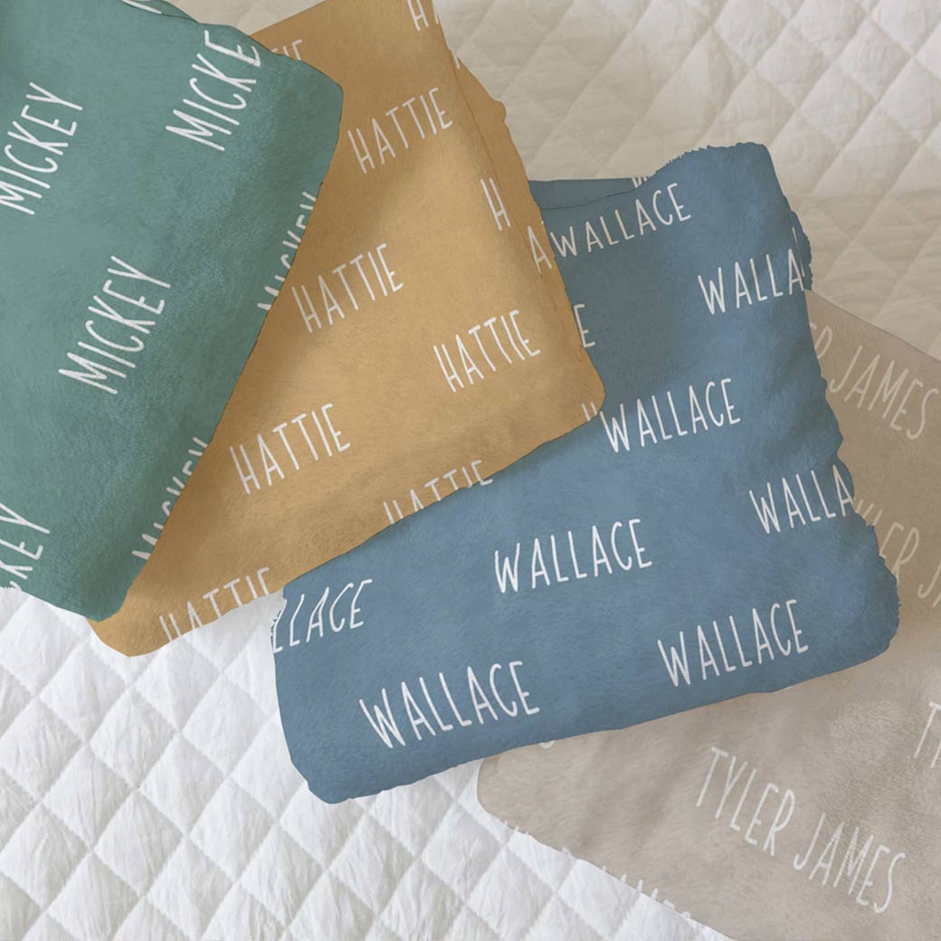 Personalized Name Baby Blanket Block Print