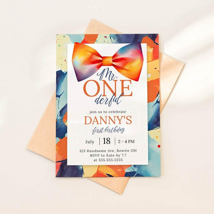 Mr Onederful First Birthday Invite by Birchmark Designs