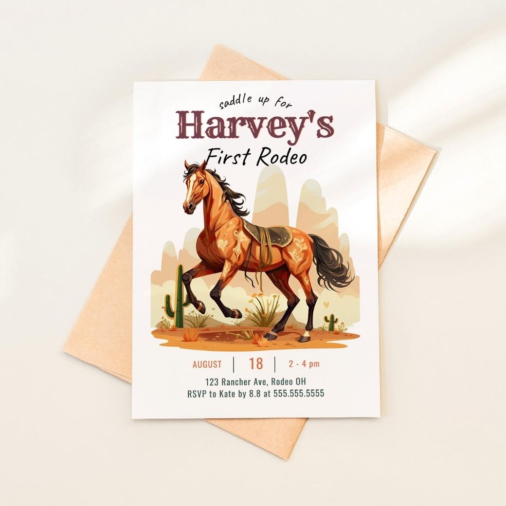 My First Rodeo Birthday Invite by Birchmark Designs