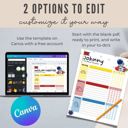 Outer Space Editable Daily Routine Checklist by Birchmark Designs