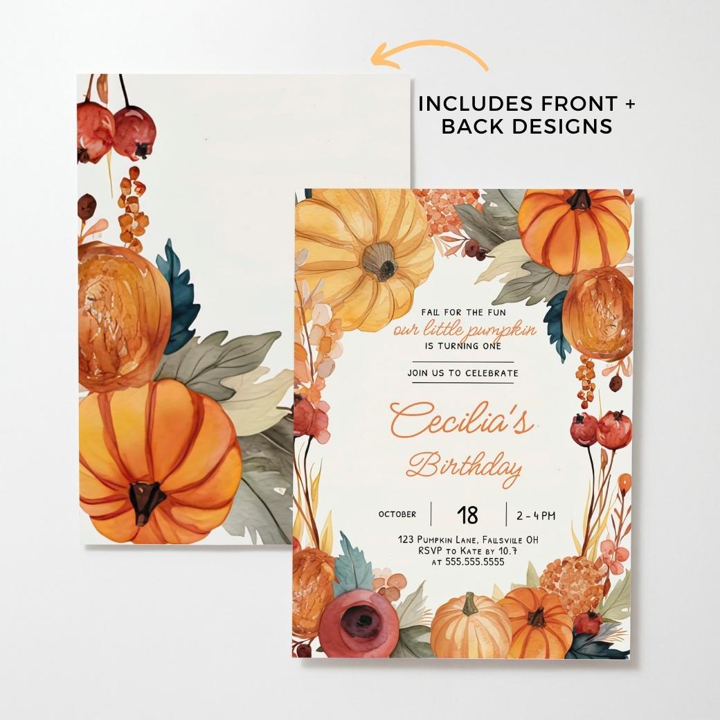 Our Little Pumpkin 1st Birthday Invitation by Birchmark Designs