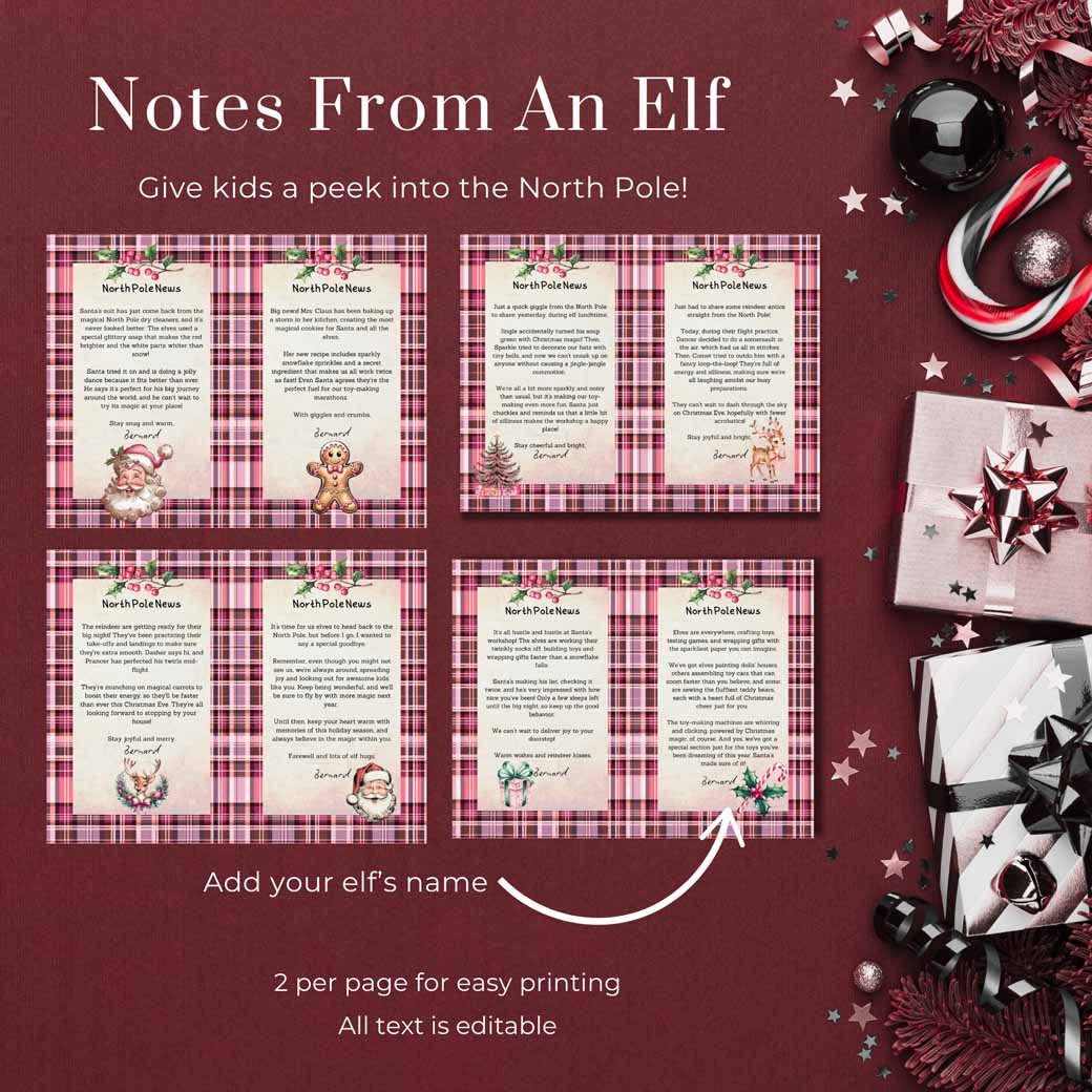 Pink Plaid Santa Letter Set