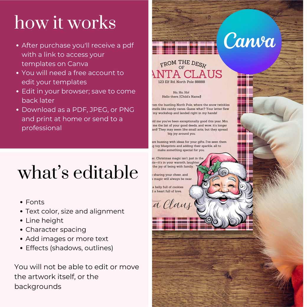 Pink Plaid Santa Letter Set