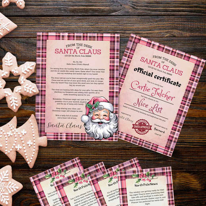 Pink Plaid Santa Letter Set