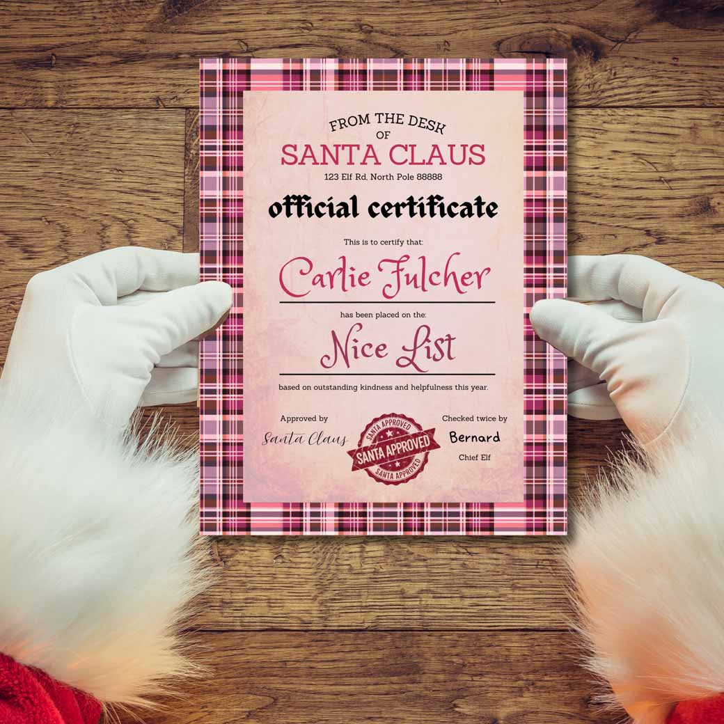 Pink Plaid Santa Letter Set