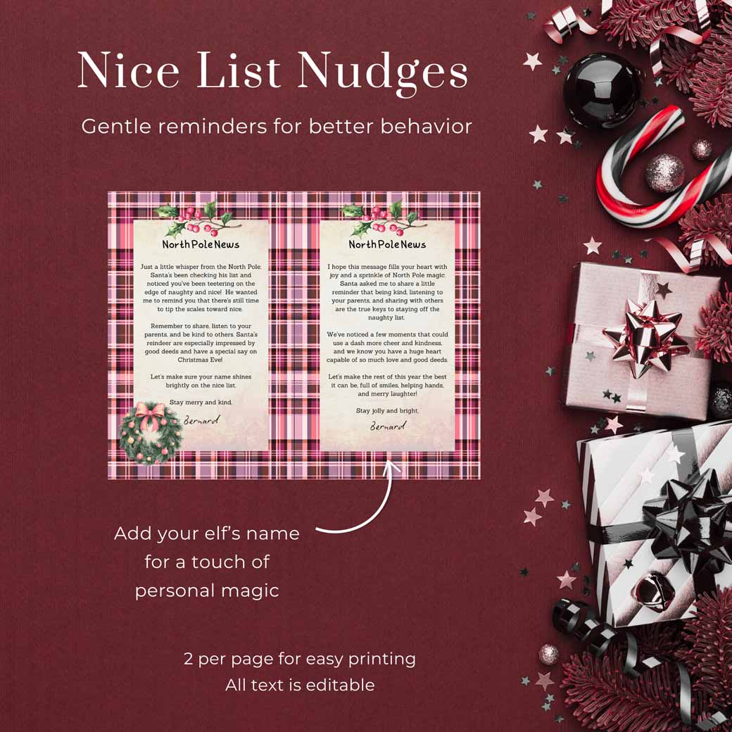 Pink Plaid Santa Letter Set