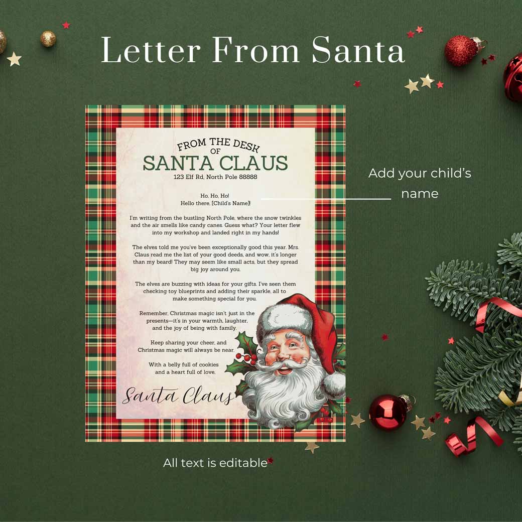 Plaid Santa Letter Set