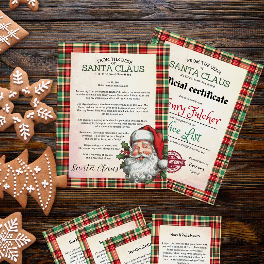 Plaid Santa Letter Set