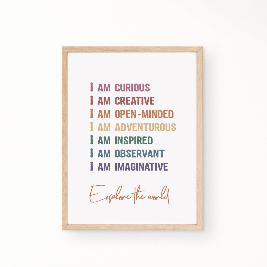 Printable I am Curious Affirmation Wall Art by Birchmark Designs