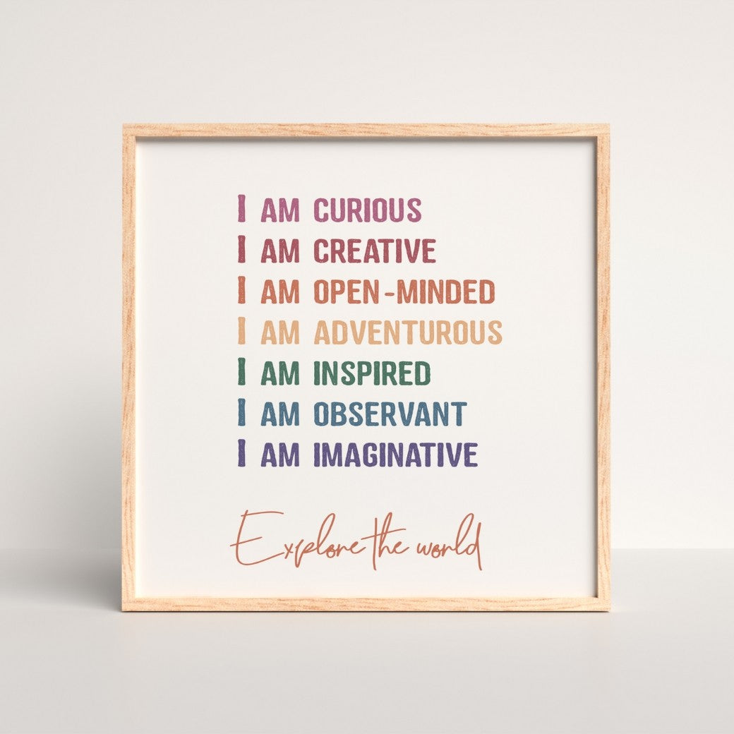 Printable I am Curious Affirmation Wall Art by Birchmark Designs