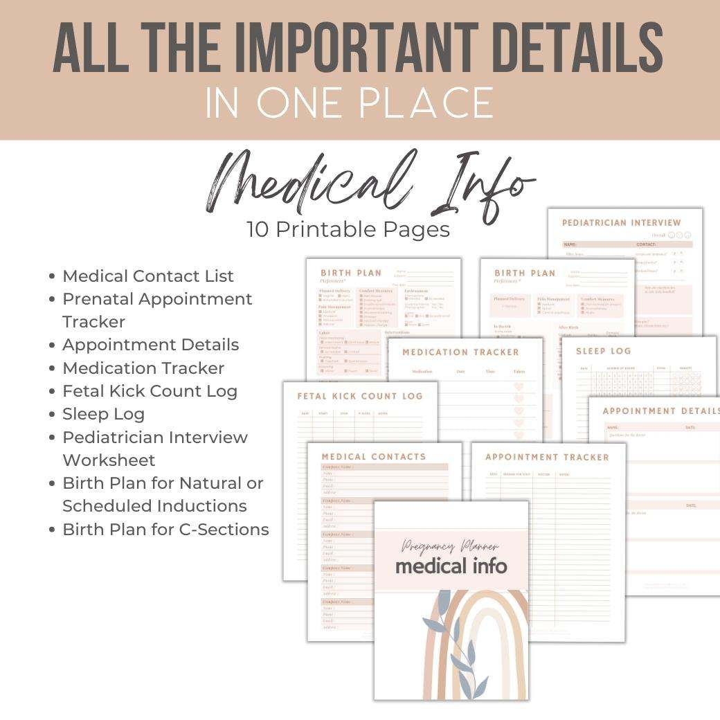 Pregnancy Planner Medical Info by Birchmark Designs