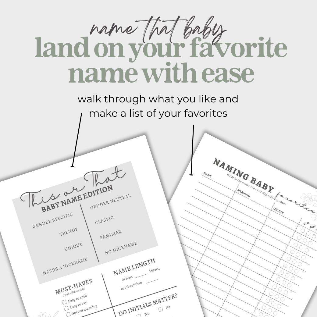 Printable Baby Checklists for Pregnancy Baby Name by Birchmark Designs