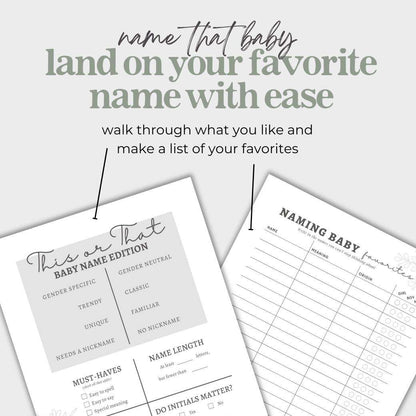 Printable Baby Checklists for Pregnancy Baby Name by Birchmark Designs