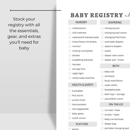 Printable Baby Checklists for Pregnancy Baby Registry by Birchmark Designs