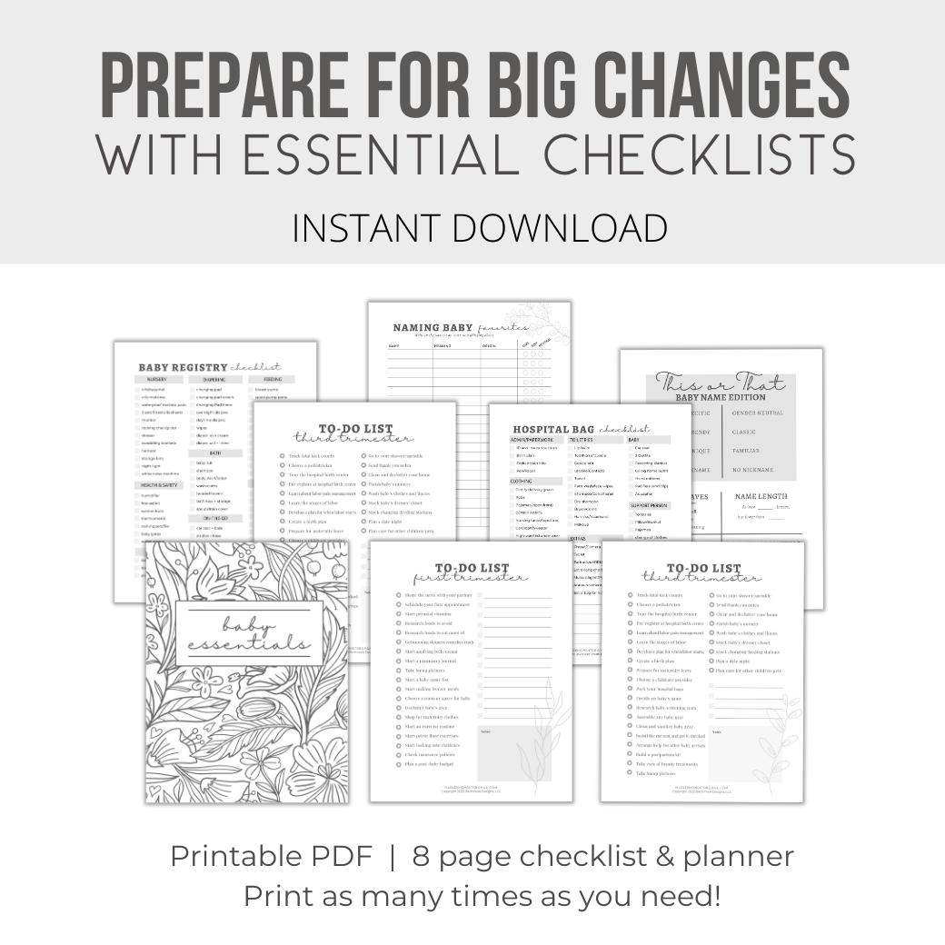 Printable Baby Checklists for Pregnancy Essential Checklists by Birchmark Designs