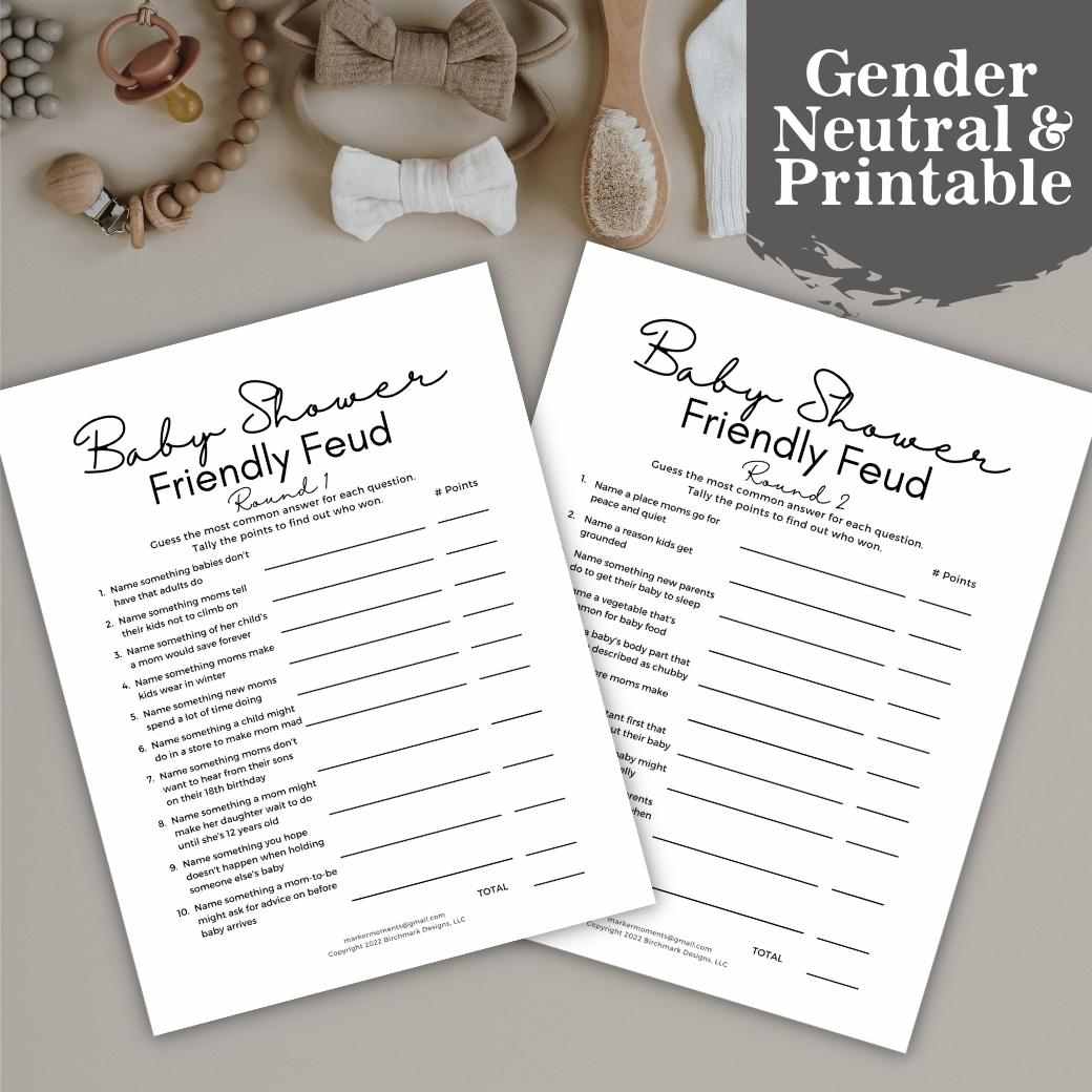 Printable Baby Shower Trivia Game by Birchmark Designs