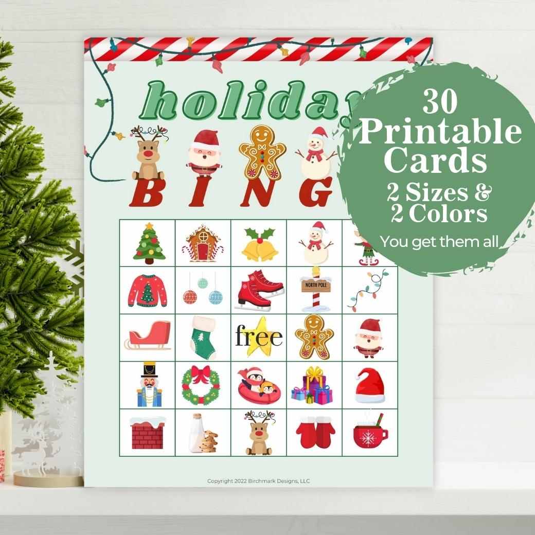 Printable Christmas Bingo for Kids by Birchmark Designs