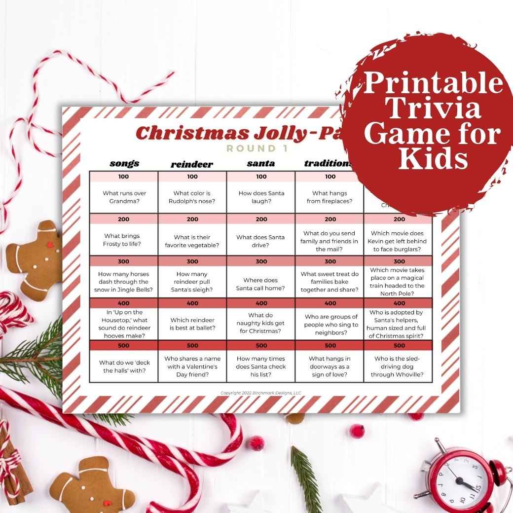 Printable Christmas Trivia Questions for Kids by Birchmark Designs