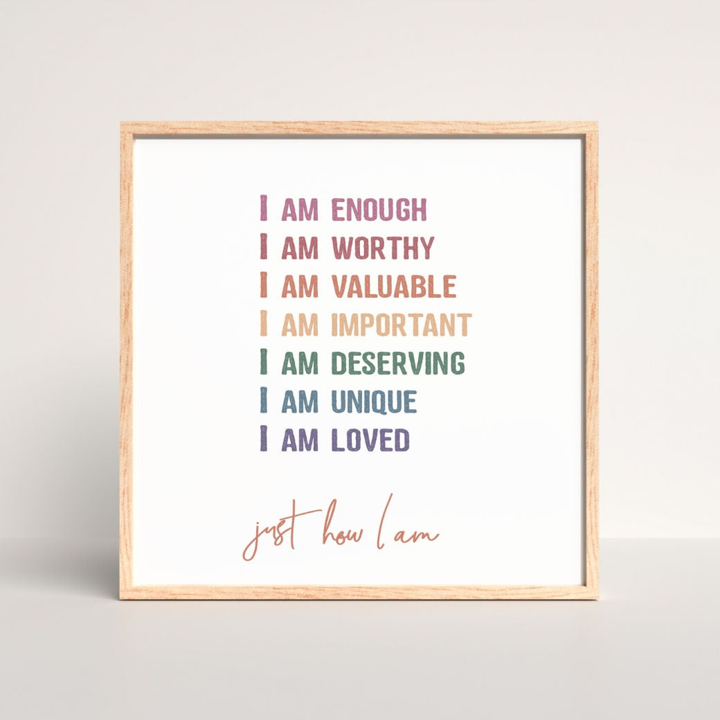 Printable I am Enough Affirmation Wall Art by Birchmark Designs