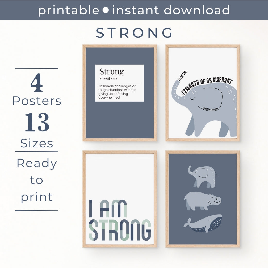Printable I am Strong Poster Bundle by Birchmark Designs