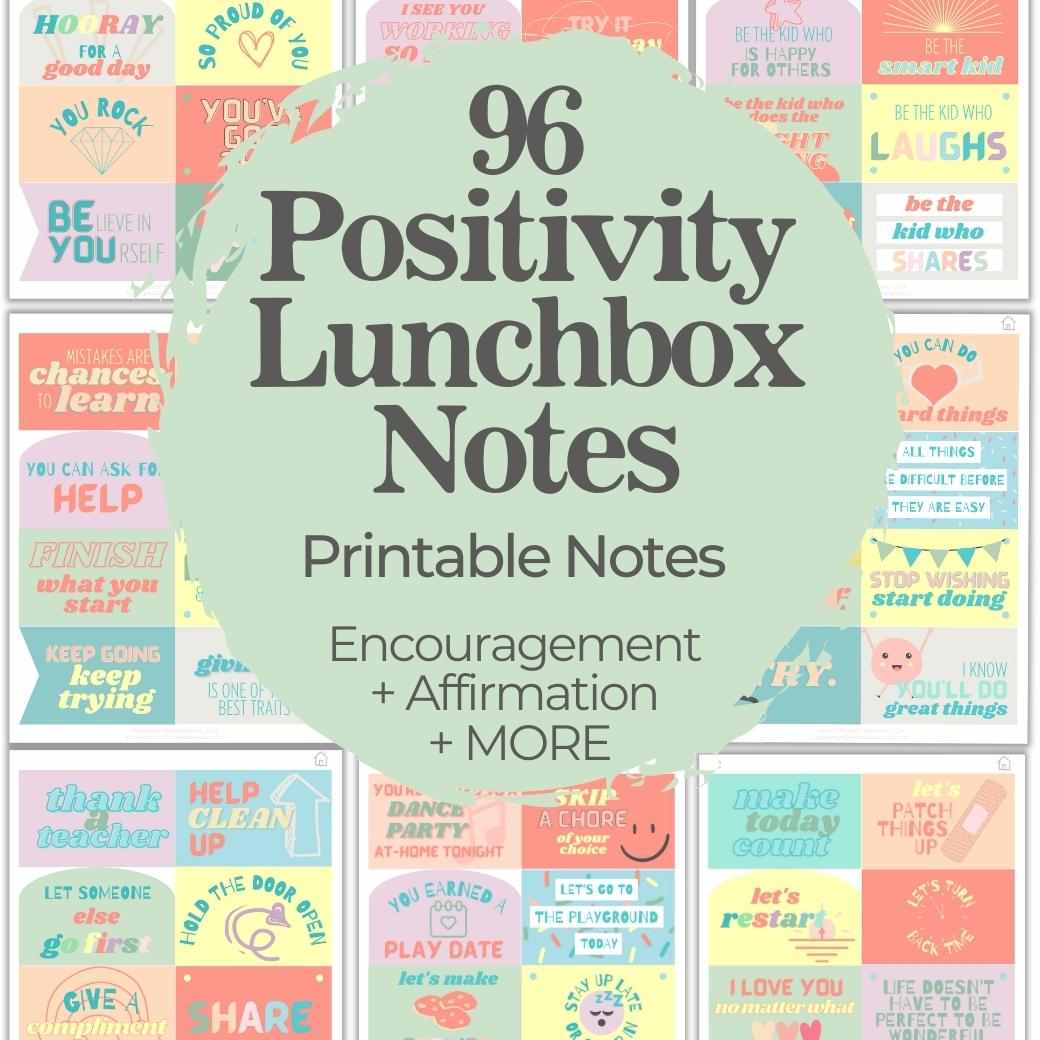 Lunch Box Notes for Kids, Lunchbox Notes for Girls, Positive Affirmations,  Encouraging Notes for Kids, Instant Download Lunch Notes 