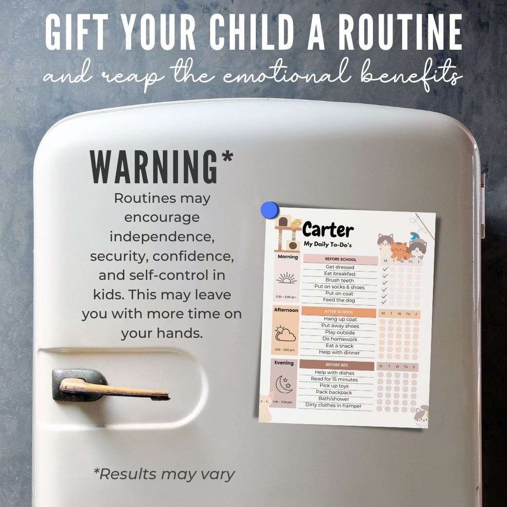 Cat Lover Editable Daily Routine Checklist - Birchmark Designs