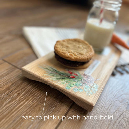 Personalized festive santa cookie tray with hand-holds