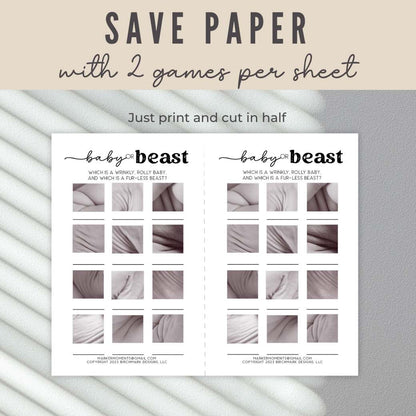 Printable Baby or Beast Shower Game by Birchmark Designs