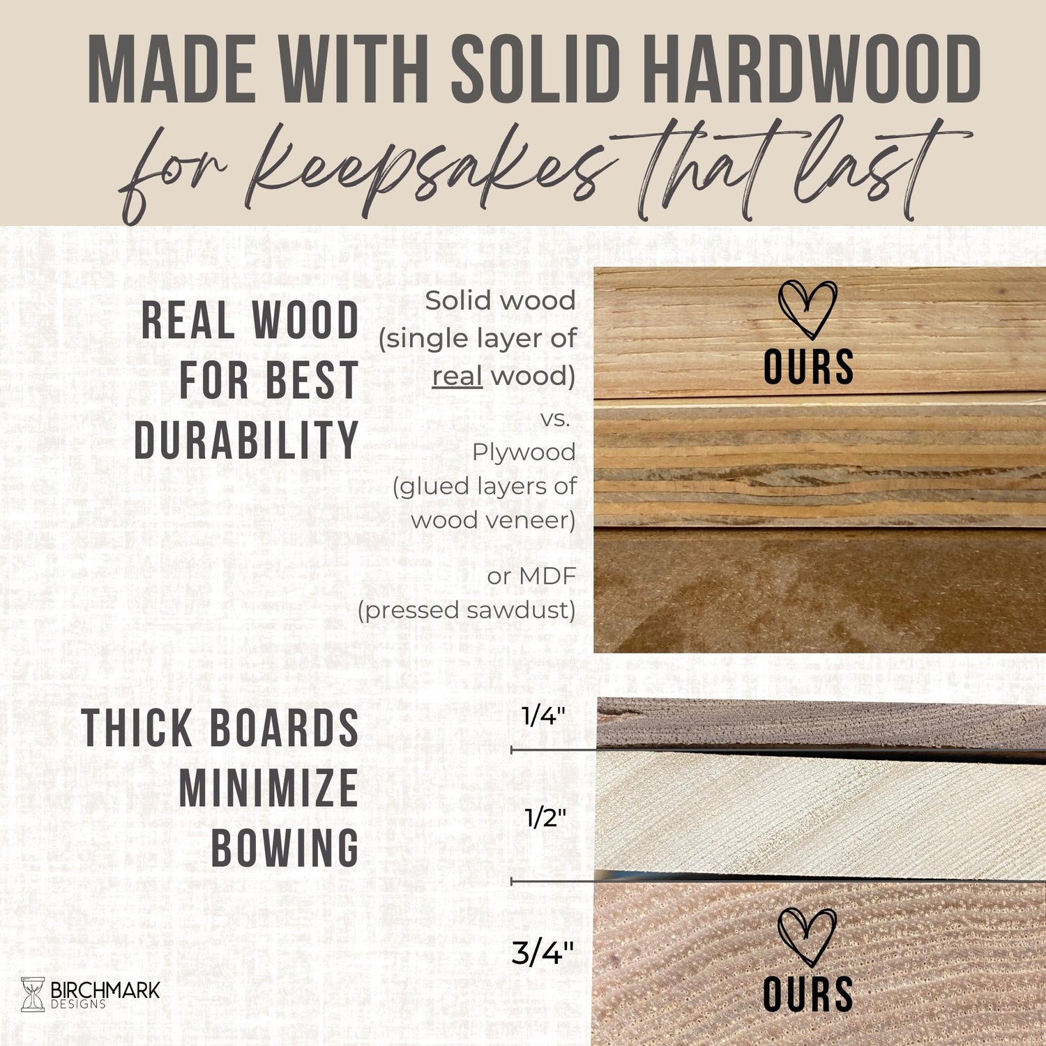 solid hardwood growth ruler