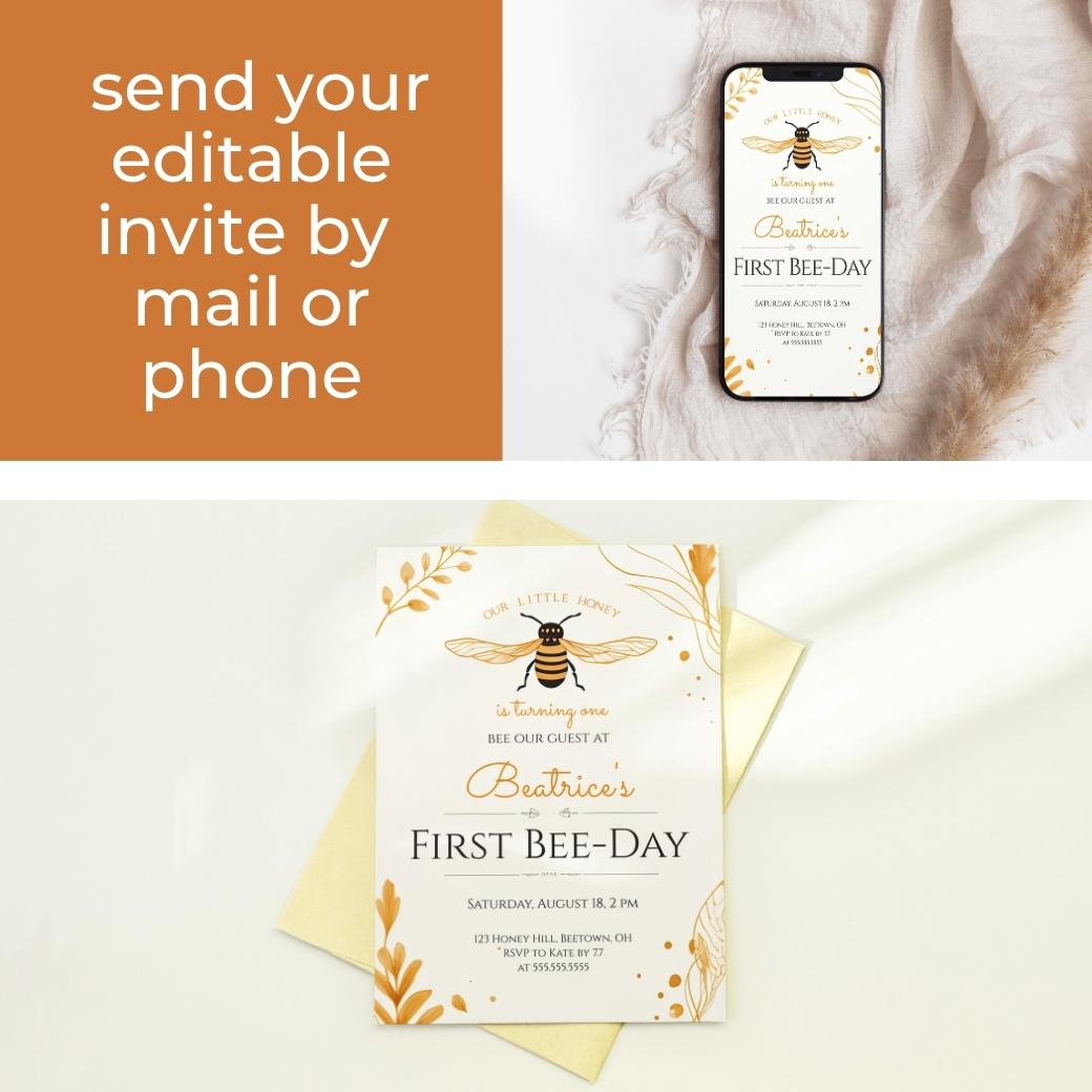 Sweet as Honey First Bee Day Birthday Invite by Birchmark Designs