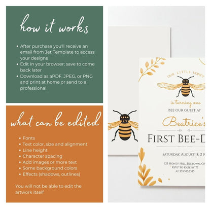 Sweet as Honey First Bee Day Birthday Invite by Birchmark Designs