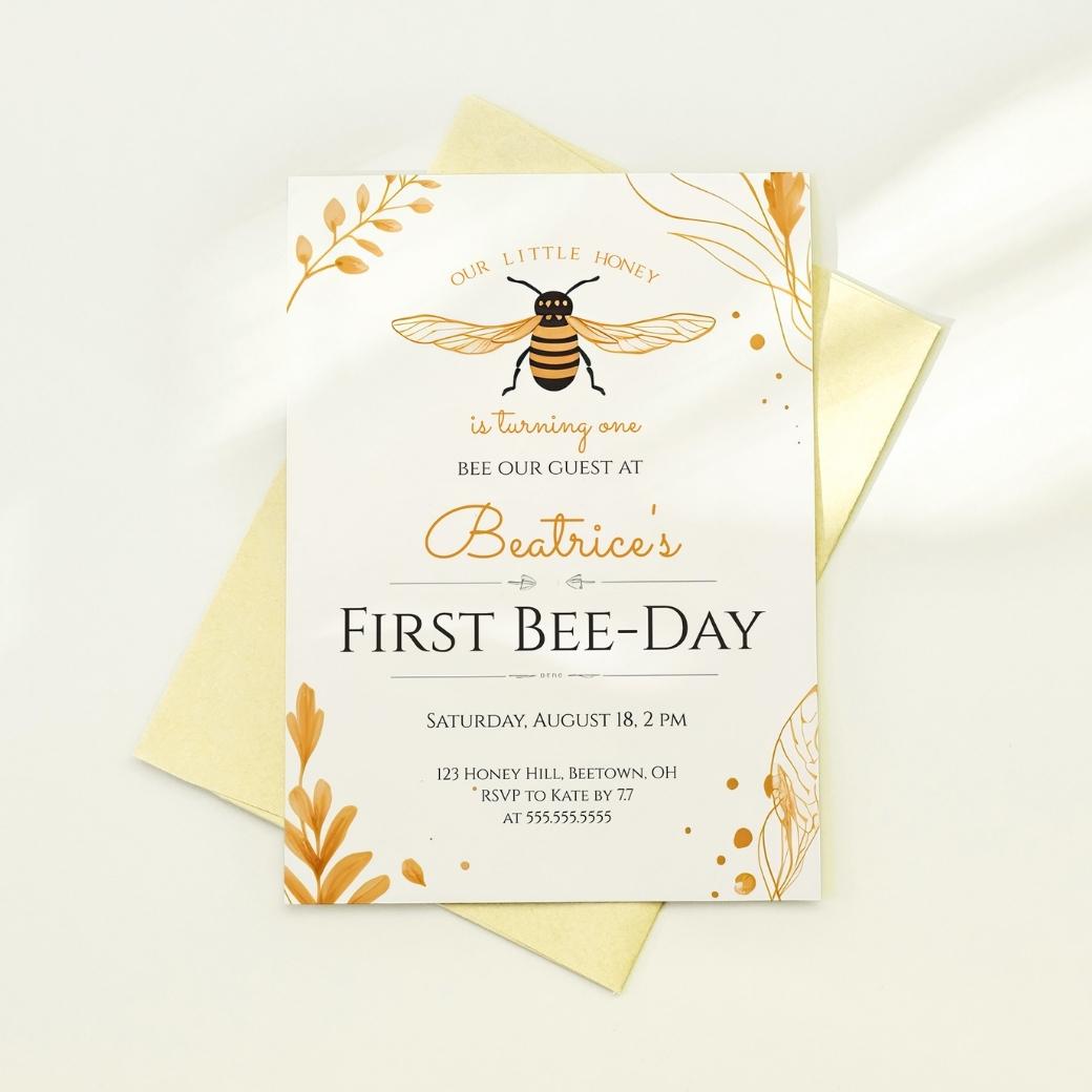 Sweet as Honey First Bee Day Birthday Invite by Birchmark Designs