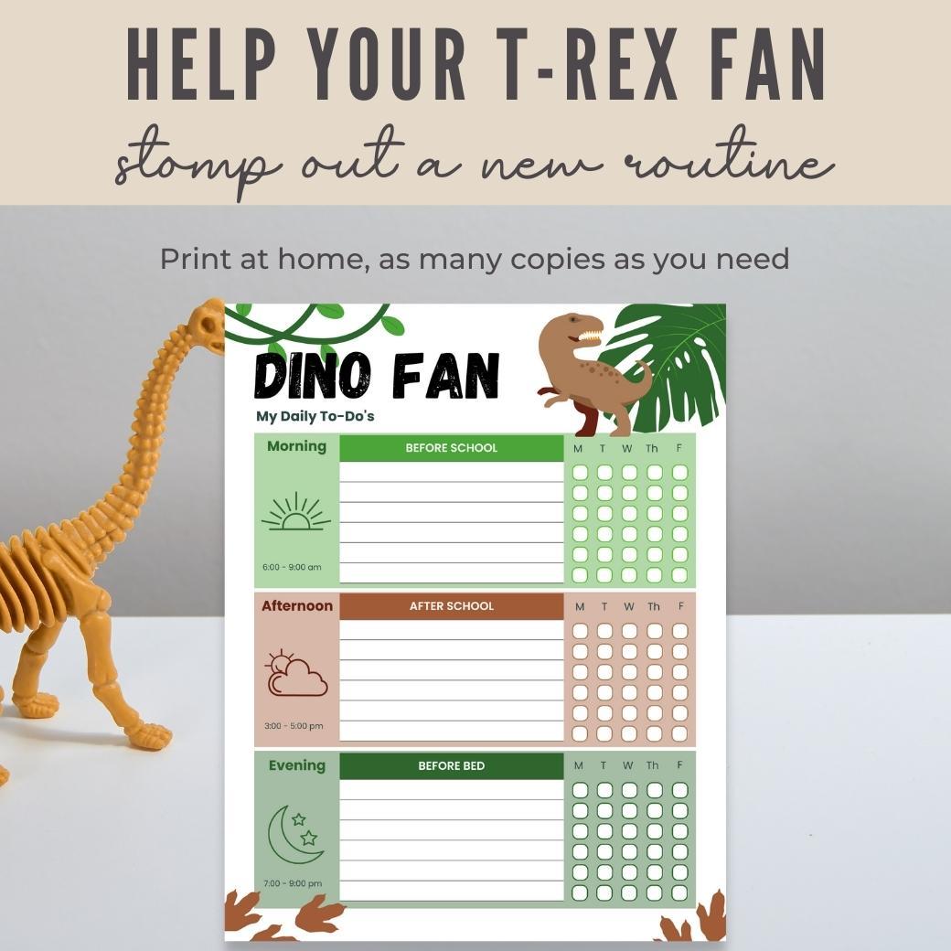 Dino Fan Editable Daily Routine Checklist by Birchmark Designs